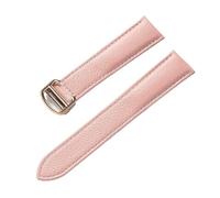GeRnie Correa de reloj de piel de vaca con patrón de lichi, hombres y mujeres que se adaptan a la pulsera de cuero (Color : Pink rose, Size : 14mm)