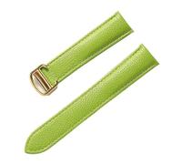 GeRnie Correa de reloj de piel de vaca con patrón de lichi, hombres y mujeres que se adaptan a la pulsera de cuero (Color : Apple green gold, Size : 20mm)