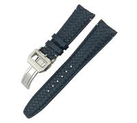 GeRnie Correa de reloj tejida de piel de vaca, 20, 21mm, 22mm, apta for relojes, correa de reloj de cuero genuino con extremo curvado (Color : Black black Square, Size : 22MM_SHIPMENT FROM CHINA)