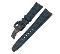 GeRnie Correa de reloj tejida de piel de vaca, 20, 21mm, 22mm, apta for relojes, correa de reloj de cuero genuino con extremo curvado (Color : Blue black Square, Size : 21MM_SHIPMENT FROM CHINA)