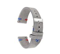 GeRnie Correas de reloj Vintage de cuero de ante genuino, correa de reloj de terciopelo hecha a mano, correa de repuesto de 18mm, 20mm, 22mm y 24mm (Color : Grey with re bu, Size : 24mm)