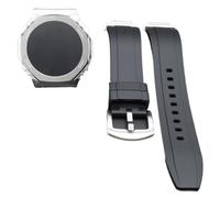 GeRnie Metal Rubber Watch Strap Watchband Bezel Stainless Steel Fluororubber Belt (Color : Blakc SET)