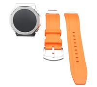 GeRnie Metal Rubber Watch Strap Watchband Bezel Stainless Steel Fluororubber Belt (Color : Orange SET)