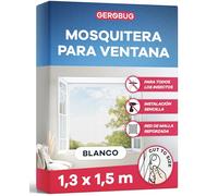 GEROBUG Mosquitera para Ventana sin Taladrar 130x150 cm, blanco - Mosquitera de Ventana de Malla Fina con Cinta Adhesiva - Protección contra Insectos - Red Antimosquitos para Ventanas