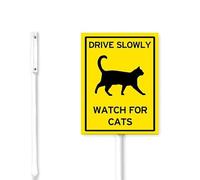 Geroclonup (20 x 30) Drive Slowly Watch For Cats Yard Sign Stakes Slow Down Cat Crossing Letreros de césped soporte de aluminio inoxidable para el hogar, carretera, fácil de instalar, decoraciones al