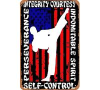 Geroclonup Artes marciales Taekwondo 5 principios Taekwondo Póster de metal Cartel de lata de hombre cueva retro vintage decoración de pared arte 30 x 40 cm 2024Y