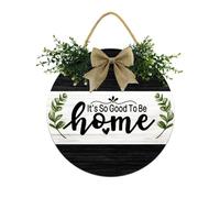 Geroclonup Decoración de porche para puerta delantera, con texto en inglés "It's So Good To Be Home" para colgar en la pared, con hojas y lazos artificiales, 20,3 cm
