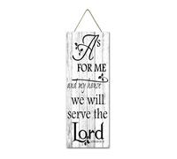 Geroclonup Letrero colgante de madera con versículo bíblico cristiano 24:15 con texto en inglés "As for Me and My House We Will Serve The Lord-Joshua", 20 x 40 cm