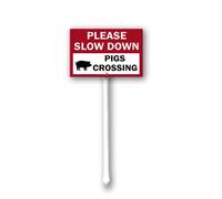 Geroclonup Letrero de aluminio de 30.5 x 20.3 cm, con texto en inglés "Please Slow Down Pigs Crossing", señal de advertencia de seguridad de vida silvestre a prueba de óxido para calle residencial