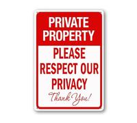 Geroclonup Letrero de aluminio de propiedad privada con texto en inglés "Private Property Please Respect Our Privacy Sign" de 14 x 20 cm, aluminio libre de óxido, resistente a la decoloración para