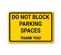 Geroclonup Letrero de aluminio impermeable con texto en inglés "Do Not Block Parking Spaces", 14 x 20 cm, para uso en interiores y exteriores