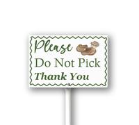 Geroclonup Letrero de aluminio inoxidable con estaca para jardín, con texto en inglés "Please Do Not Pick Mush" (12 x 8 pulgadas) para patio, jardín, césped, calle, exteriores