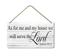 Geroclonup Letrero de madera con texto en inglés "As for Me and My House We Will Serve the Lord", 15 x 30 cm, decoración rústica de madera para porche, decoración para puerta, hogar, inauguración de