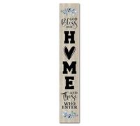 Geroclonup Letrero de madera para colgar en el porche, de 50 x 304 cm, con texto en inglés "God Bless Our Home And Those Who Enter Porch", para puerta delantera, porche, decoración del hogar, exterior