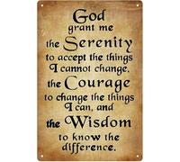 Geroclonup Letrero de metal vintage con texto en inglés "God Grant Me The Serenity", letrero de oración de serenidad, 20 x 30 c
