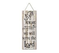 Geroclonup Letrero de porche con versículos de la Biblia "As For Me And My House We Will Serve The Lord", 20 x 40 cm, vertical de madera, decoración de pared, arte de pared cristiano Jesús, arte