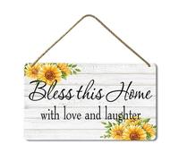 Geroclonup Letrero rústico de madera con texto en inglés "Bless This Home With Love And Laughter" (bendice esta casa con amor y risa), letrero decorativo de madera para el hogar, oficina, 20 x 30 cm
