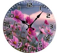 Geroclonup Reloj de pared con diseño de flores, decoración de primavera, 30 cm, funciona con pilas, sin tictac, flores silenciosas, relojes decorativos para sala de estar, dormitorio, hogar