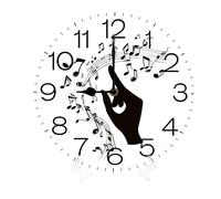 Geroclonup - Reloj de pared redondo de madera con notas musicales de 25 cm, silencioso, sin tictac, funciona con pilas, movimiento de cuarzo, analógico, con manecillas, para decoración de dormitorio