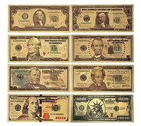GERRIT 8 Billetes de dólar de lámina Dorada, Nueva versión, Billetes de 100 dólares de Oro, Billetes de un millón de dólares de Oro, 100/50/20/10/5/2/1, Billetes de dólar de Oro, Dinero USD/49