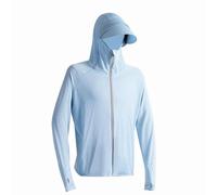 GERRIT Chaqueta con Capucha para Hombre con protección Solar, Ropa con protección UV, Sudadera con Capucha para protección Solar, Camisas de Verano para Senderismo (5XL,Sky Blue)