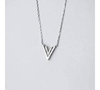 GeRRiT Collar de Plata S925 Edición Coreana de Moda Femenina Temperamento Creativo Diamante Doble V Collar Simple, Collar