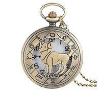 GeRRiT Collar de Reloj de Bolsillo con Cadena,Retro de Cobre Aries para hombreCollar de Reloj de Bolsillo Relojes de Mujer de Bronce Modernos,Retro