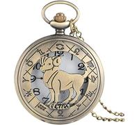 GeRRiT Collar de Reloj de Bolsillo con Cadena,Retro de Cobre Aries para hombreCollar de Reloj de Bolsillo Relojes de Mujer de Bronce Modernos,Retro