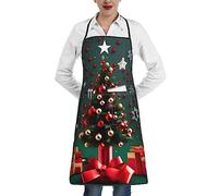 GerRit Delantal universal de árbol de Navidad redondo para hombres y mujeres, impermeable y a prueba de aceite, adecuado para cocina, barbacoa, chef, blanco, Taille unique