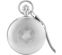 GeRRiT Escudo Tallado diseño Plata Cobre Shell Reloj de Bolsillo automático mecánico árabe Digital Dial Mujeres Collar Colgante Coleccionable