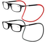 GeRRiT Men's magnet glasses Occhiali da lettura sottili da donna e uomo, chiusura magnetica, facile da leggere, con elastici in silicone (Color : 2 pieces red+black, Size : 100x)