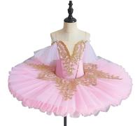GeRRiT Niña Ballet Tutú Profesional Mujeres Adultas Niño Niños Ballet Danza Traje Plato Panqueque Tutú Bailarina Vestido De Fiesta,Rosado,140