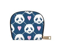 GERRIT Portatarjetas de crédito RFID con diseño de hojas de palmera de hibisco, tamaño pequeño, de piel, con cremallera, para mujeres y hombres, Heart Panda Bamboo Zoo, Talla única