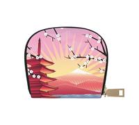 GERRIT Portatarjetas de crédito RFID con vistas japonesas, tamaño pequeño, de piel, con cremallera, para mujeres y hombres, Visiones japonesas, Talla única