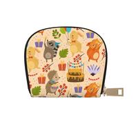 GERRIT Portatarjetas de crédito RFID, diseño floral de hibisco, pequeño estuche de piel con cremallera para mujeres y hombres, Hedgehog Rabbit Fox Raccoon, Talla única