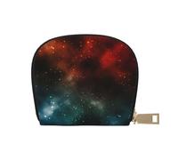 GERRIT Portatarjetas de crédito RFID, insignia marina, ancla retro, pequeña, de piel, con cremallera, para mujeres y hombres, Magic Galaxy Space Stars Universe, Talla única