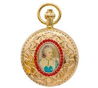 GeRRiT Reloj de Bolsillo Cobre Señora de Jesús, Reloj mecánico automático Hombres y Mujeres Reloj de Bolsillo Retro Flip Madre de Dios Estilo Europeo.