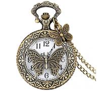 GeRRiT Reloj de Bolsillo con Mariposa y Flores Vintage, Colgante, Collar, Cadena, Reloj Hueco con Accesorios