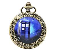 GeRRiT Reloj de Bolsillo con Tema de película, patrón de teléfono Azul, Collar, Reloj Colgante, Regalo