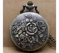 GeRRiT Reloj de Bolsillo, Flores florecientes Retro, Reloj de Bolsillo, Colgante de Bronce, Reloj con números, Collar, Reloj para Mujer con Cadena