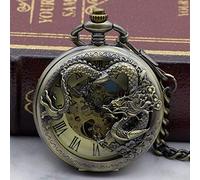 GeRRiT Reloj de Bolsillo mecánico de Cuerda a Mano de dragón Vintage con Cadena, Relojes de Esqueleto, Reloj Steampunk para Hombre, Reloj de Bolsillo