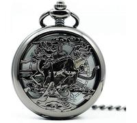 GeRRiT Reloj de Bolsillo mecánico Negro con Caballo Ahuecado, Esfera Romana, Reloj de Bolsillo para Hombre, Regalo para Hombre, Reloj de Bolsillo, Regalos para Familia