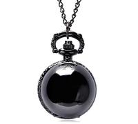 GeRRiT Reloj de Bolsillo para Hombre, Reloj de Bolsillo con Bola Lisa Negra Vintage, Reloj de Pared Plateado