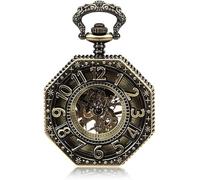 GeRRiT Reloj de Bolsillo Retro, Comercio Exterior, clásico, Retro, con Tapa, Hueco, Octogonal, mecánico, para Hombres y Mujeres