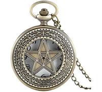 GeRRiT Reloj de Bolsillo Retro con Personalidad Hueca, Estrella de Cinco Puntas, Reloj de Bolsillo de Bronce, Collar, Reloj de Bolsillo