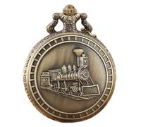 GeRRiT Reloj de Bolsillo Retro, Locomotora Dorada Plateada Hueca Fresca con Collar, Regalo de Cadena para Mujeres Mem