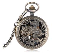 GeRRiT Reloj de Bolsillo Retro para Hombre, Relojes de Bolsillo con Pentagrama y Esqueleto para niño, Reloj de Bolsillo mecánico con Cuerda Manual