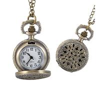 GeRRiT Reloj de Bolsillo Vintage para Mujer, Reloj de Bolsillo de aleación Retro Ahuecado con Flores, Reloj Colgante, suéter, Collar, Relojes, Reloj de Regalo para Mujer
