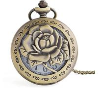 GeRRiT Relojes de Bolsillo con Colgante clásico Vintage, Collar para Mujer, Regalos, Hueco, Grabado, Flor de Rosa, Enfermera, Reloj de Bolsillo, Cadena con Colgante Antiguo