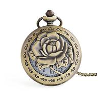 GeRRiT Relojes de Bolsillo con Colgante clásico Vintage, Collar para Mujer, Regalos, Hueco, Grabado, Flor de Rosa, Enfermera, Reloj de Bolsillo, Cadena con Colgante Antiguo